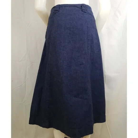 Levis Shorthorn Denim Skirt Sanforized Western Diamond Pearl Snap ALine Midi Vtg
